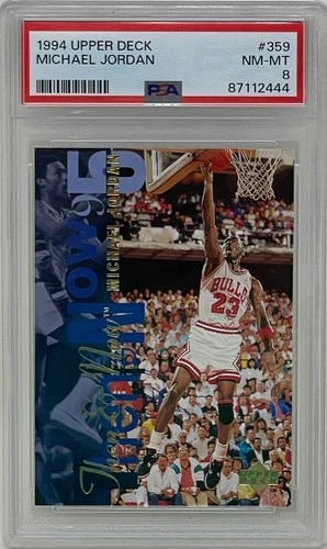 Michael Jordan 1994 Upper Deck Then & Now Bulls NBA Basketball Card #359 PSA 8
