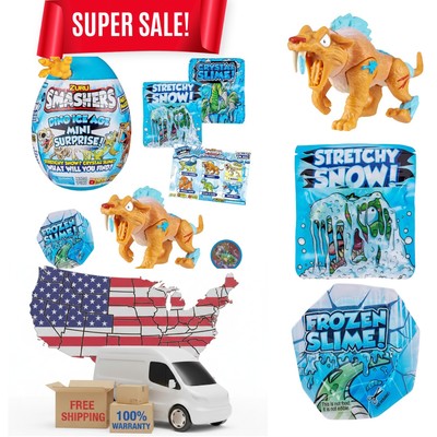 Smashers Dino Ice Age Sabre Tooth Tiger by ZURU Mini Surprise Egg with Many S...