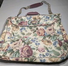 Vintage American Tourister Floral Tapestry Garment Bag Suiter Shoulder Strap