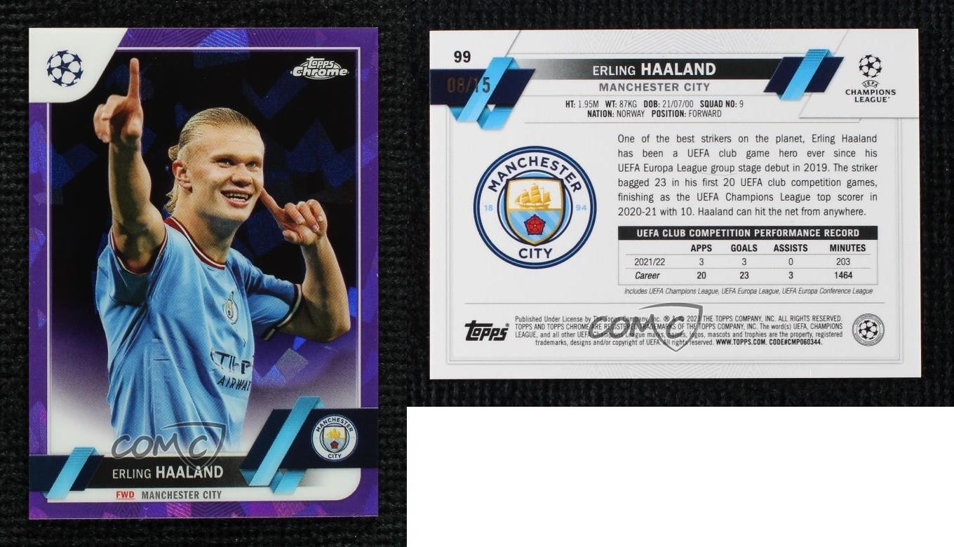 2022 Topps Chrome Sapphire UEFA Variation Purple 8/15 Erling Haaland #99