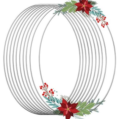 Silver Macrame Dream Catcher Rings 10Pcs 6/8/10/12 Inch Metal Hoops DIY Kit