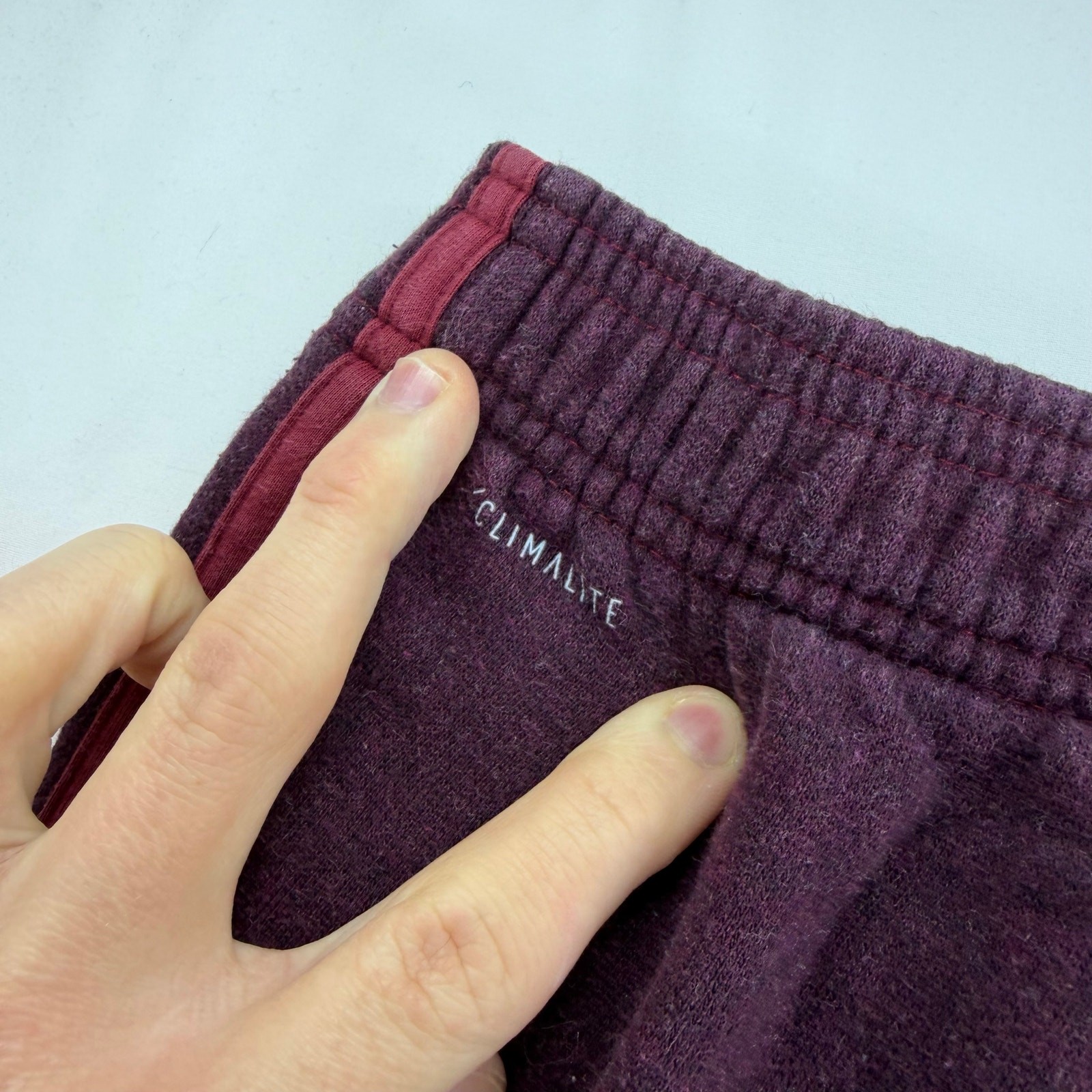 Womens Adidas 3-Stripe Fleece Sweatpants Athletic Training XL Maroon Red Joggers thumbnail 7