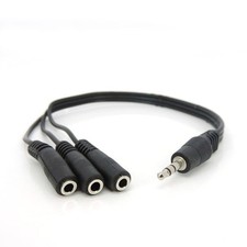 Audio 3.5mm 3pole Splitter Mic 1 male To 3 Way stereo female To Female Cable