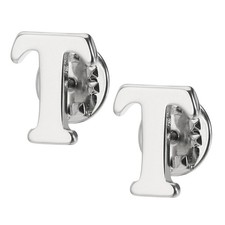 Letter Lapel Pins, 2 Pcs Initial Alphabet Collar Pins, Silver Tone, Letter T