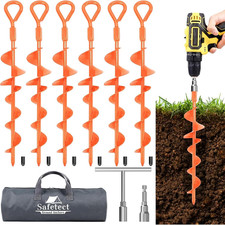 Ground Anchors Screw in 15 Inch, 6 Pack Spiral Trampoline Anchors Stakes Heavy