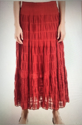 NWT Womens Long Cotton Skirt Size XS Easy Fit Elastic Waist MAX STUDIO Lined$128