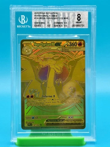 BGS 8 - 2025 Phantasmal Flames, Mega Charizard X ex MHR #130