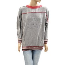 Free People We The Free Stud Pullover Top Oversized Sweatshirt Ribbed S 284295