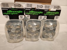 Lot of 6 pairs Joovy Silinoogie Baby Pacifier Night-Glow Natural Classic 0M New