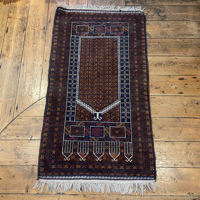 Antiker Webteppich Carpet Handgeknüpft Rechteck Wolle Vintage 154x79cm Balouch