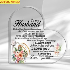 2D 1pc To My Husband Romantic Heart Acrylic Keepsake Plaque Valentine'S Gift