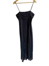 Vintage Size 7/8 Black Metallic Cami Babydoll Maxi Dress Goth Glam Whimsigoth
