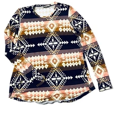 Show Me Your MUMU Women's Sz Western Top Aztec Print Tunic Knit Pullover