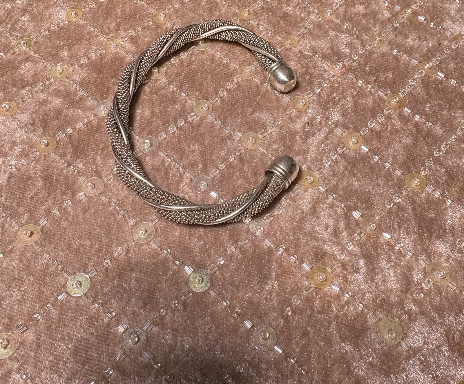 Mesh Link And Twisted Solid Sterling Silver 925 C… - image 4