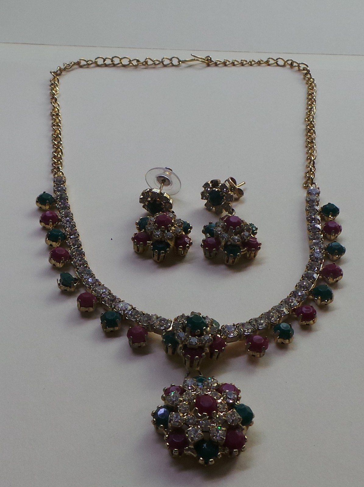 Victorian Necklace 16in With Earrings Goldtone Fa… - image 2