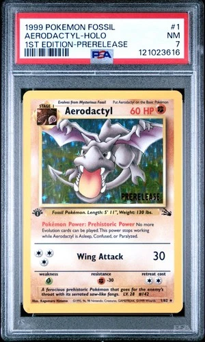 Aerodactyl (1) Fossil #01 Prerelease 1st edition (1999) Holo PSA 7 Pokemon