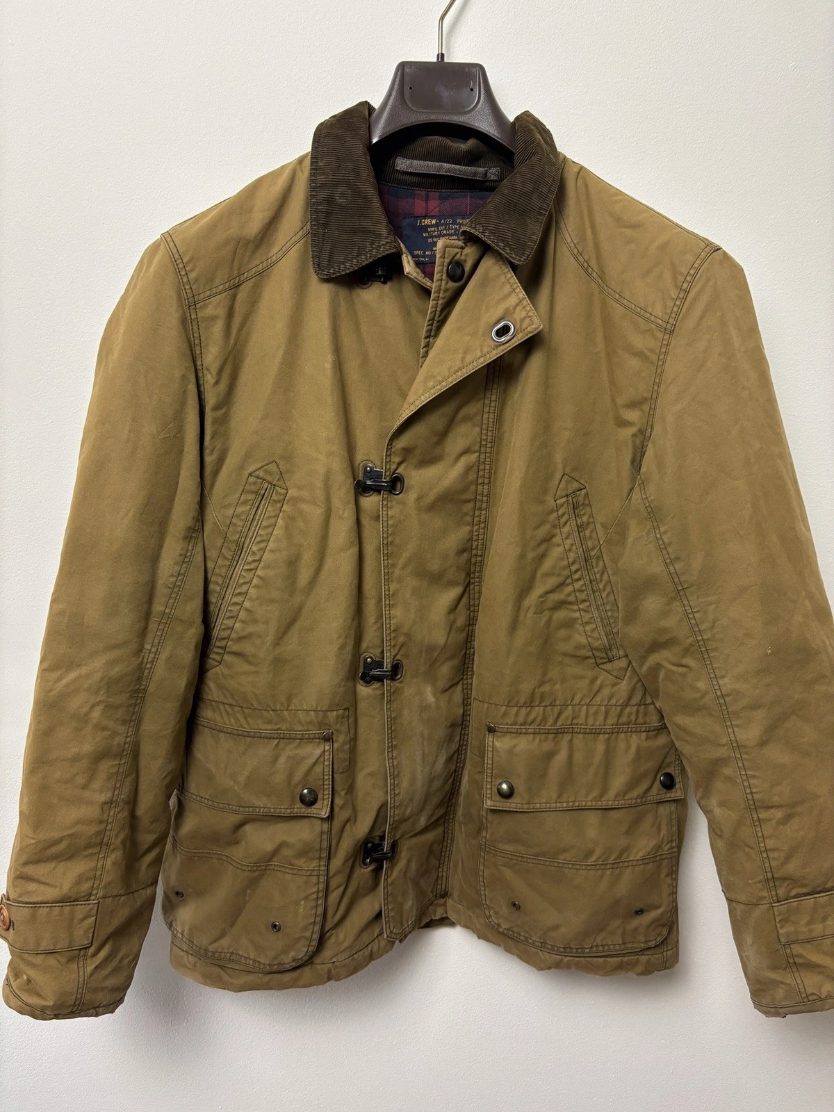 J Crew Jacket Mens M Brown Tan Woodland Military Field Barn Coat Lobster Fireman - product detail image 1