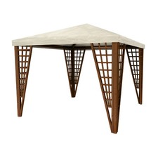 Gazebo in Legno da Giardino 3x3 m Trench Colore Noce con Telo PVC Bianco Antigra