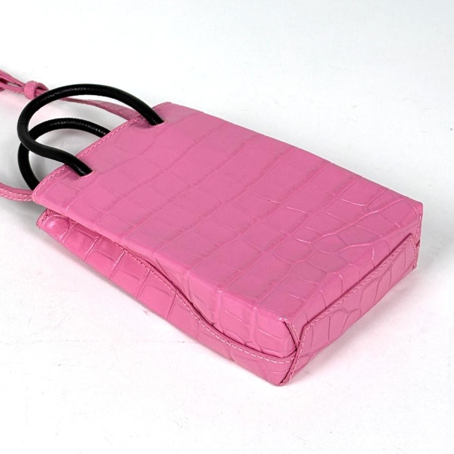 BALENCIAGA Smartphone Holder Bag 593826 Shoulder Bag Pink Leather #BS1593 thumbnail 2
