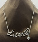 Disney Frozen Let It Go Necklace Silver Tone Snowflake Pendant Chain