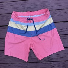 SOUTHERN TIDE Swim Trunks Men's Large Bathing Suit Peach Blue Yellow Colorblock