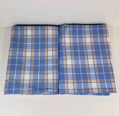 2 Pottery Barn Kids Standard Taylor Plaid Easy Pillowcases Set Blue Orange (Q13)