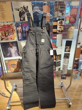 Carhartt R01 BLK Work Canvas Duck Double Knee Mens Bib Overalls Size 38 X 32