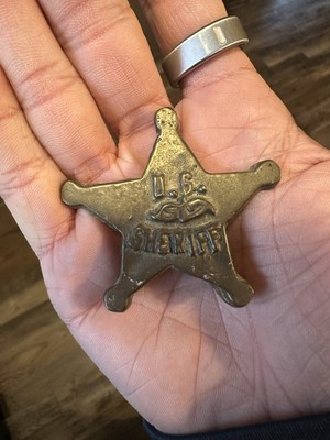 Vintage U.S. Sheriff Badge Enesco Brass Display Shelf Sitter Knick Knack