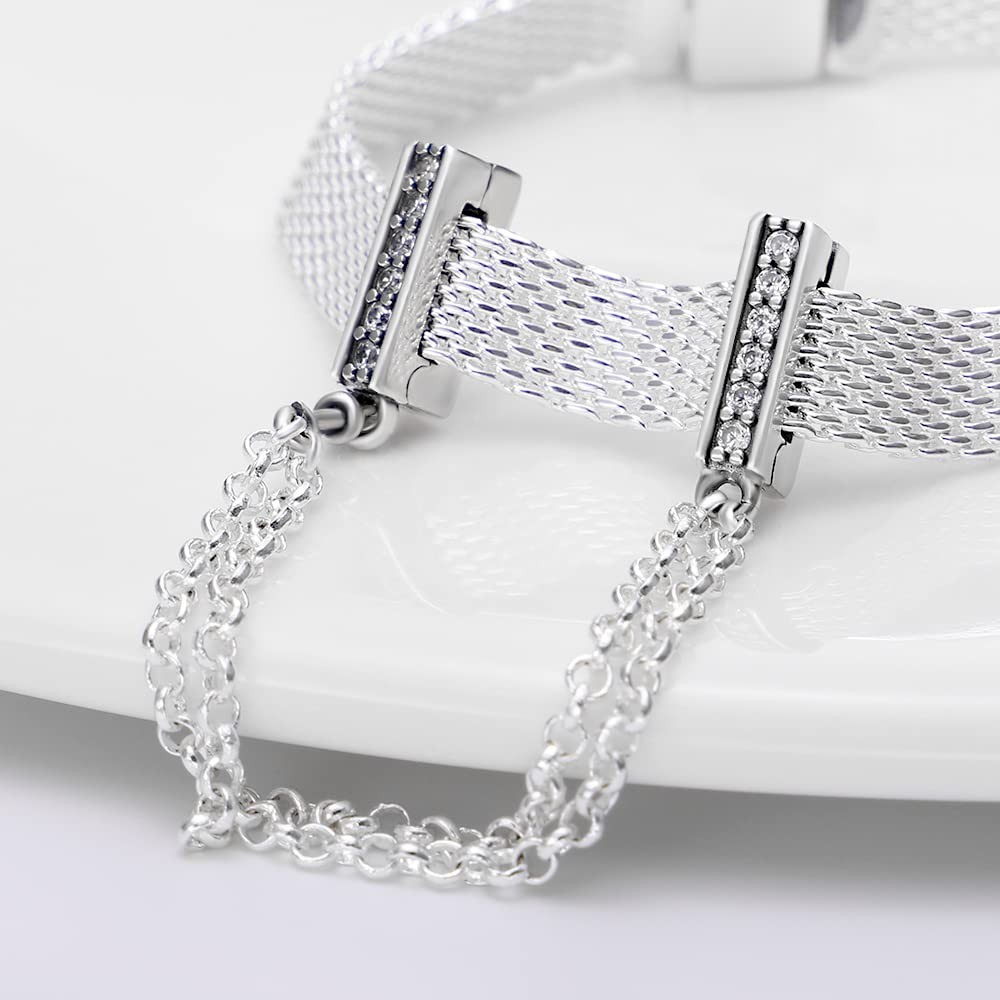 KUNSIR 925 Sterling Silver Clip-On Charm for Reflexions Mesh Bracelet Charm B...