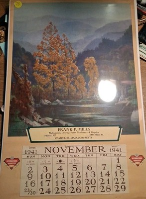 1941 Frank P. Mills Farm Machinery ad calendar McCormick-Deering
