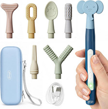 Rechargeable Sensorybuzz Oral Motor Vibration Kit with 7 Textured Silicone Heads