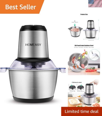 #ad Easy Clean Electric Meat Grinder: 2L Stainless Steel Chopper with Non Slip Base $57.59