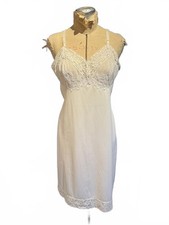 Vassarette Vintage Cream Lace Trim Slip Dress