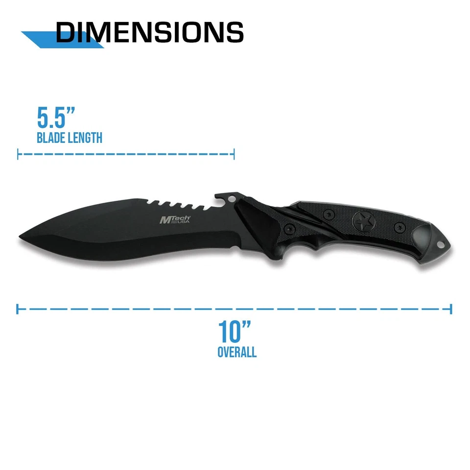 Faca de caça MT-20-12 lâmina fixa, lâmina estilo Bowie preta, borracha preta Han... - Imagem 2 de 4