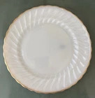 Vintage Fire King Anchor Hocking Plates, White Swirl w/Gold Edge (Set Of 3)