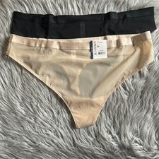Joyspun Thong Womens Size XXXL 22 Panty Tan  Black Mesh Sheer Panties