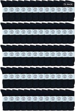 72 PK Mens King Size Premium Cotton Crew Socks Black Size 13-16 Mens Crew Socks
