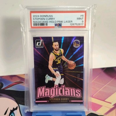 2024 Panini Donruss Magicians Stephen Curry #6 Pink Holo Laser /50 PSA 9