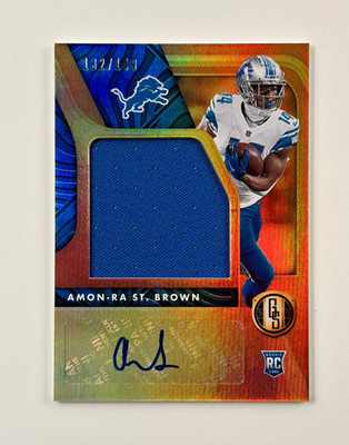 Panini 2021 Gold Standard Amon-Ra St. Brown RC RPA Auto Jersey /149 RJJ-ASB
