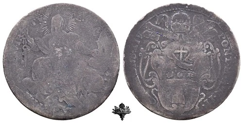 PONTIFICAL STATE Double July 1771? Rome SILVER Pope Clement XIV (1769-1774)