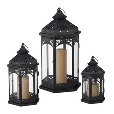 Laternen set Deko Windlichter Gartenlaternen 3 Größen Metall Vintage Laternen