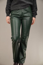 Women's Buttery Soft Teal Green Genuine Leather Pants 90s Vintage pant