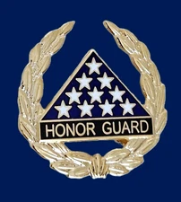 HONOR GUARD PIN:  1" Size, Imitation Gold Pltd, Double Scrw pst w/nut, Item #15