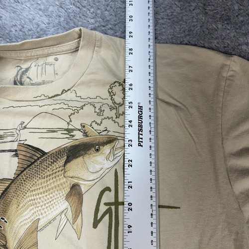 Guy Harvey T Shirt Redfish Saltwater Fishing Beige Men’s 2XL 100% Cotton - Picture 5 of 6