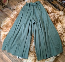 XS Slim, Junior Size, Light Forest Green, FLAX Linen And Cotton Skirt Pants.