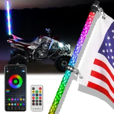 3FT For Yamaha Raptor 700R ATV/UTV Spiral RGB LED Whip Light Chasing Dance +Flag