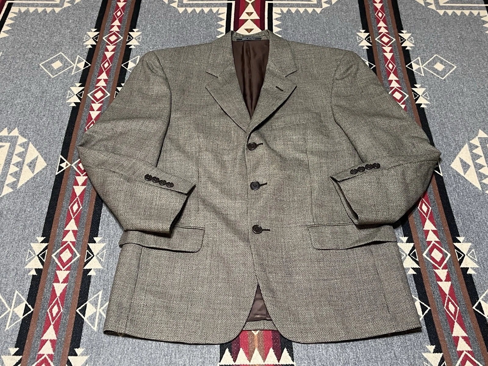 Santorelli Giorgio3 Virgin Wool Sport Coat Blazer Brown Mens 40 BR2