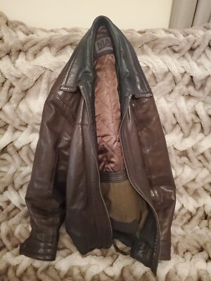 Andrew Marc DARK BROWN Leather Jacket New York Size Large