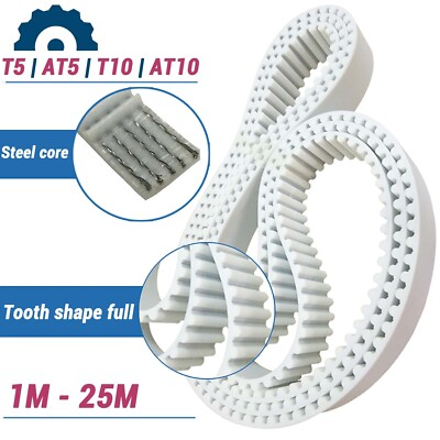 #ad T5 AT5 T10 AT10 Open ended PU Timing Belt 10 50mm Width White Polyurethane Belt $280.18