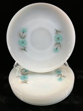 Vintage Fire King BONNIE BLUE FLORAL CARNATION 5 Saucers